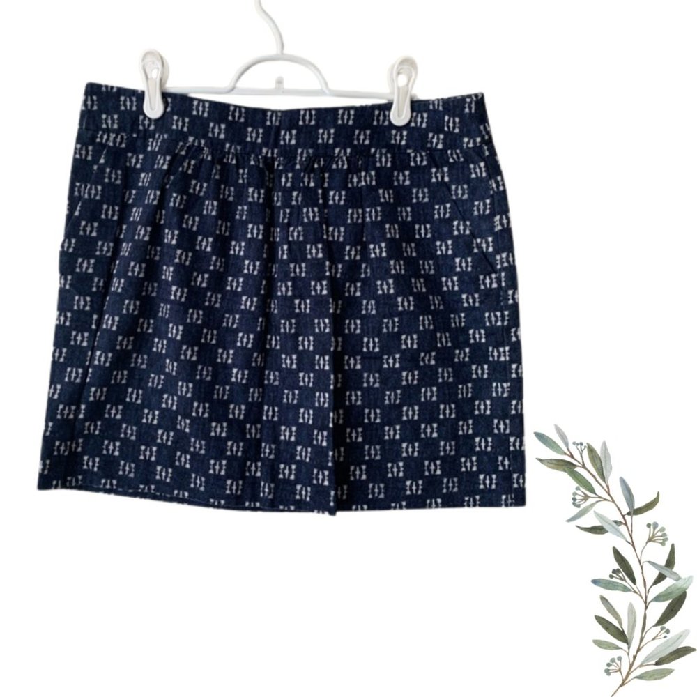 Gap Blue and White Ikat Printed Mini Skirt Size 8